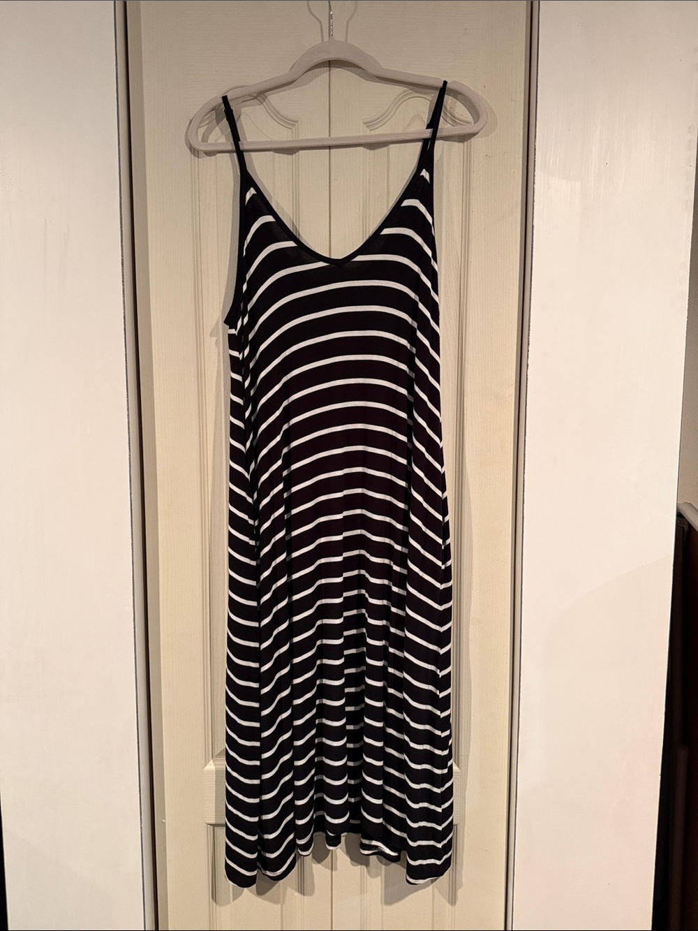 Zenana Black & White Striped Midi Dress